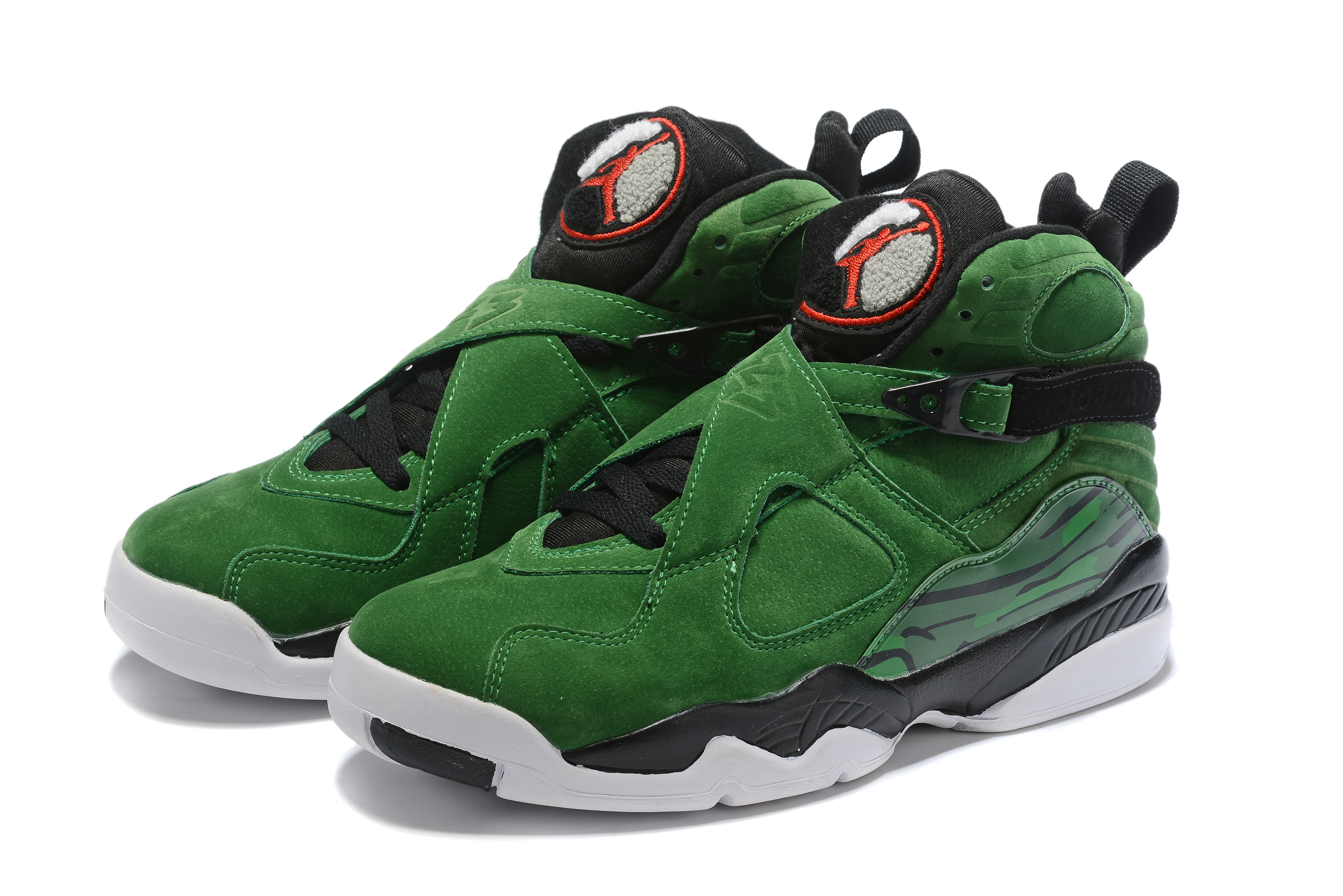 2019 Air Jordan 8 Retro Green Black Red - Click Image to Close